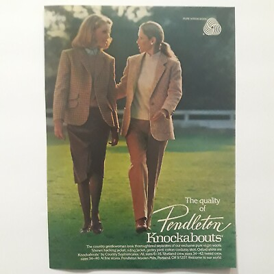 #ad 1980 Pendleton Print Ad 8x11quot; Country Gentlewomen Pure Virgin Wool $4.90