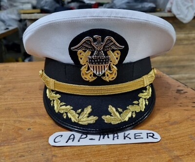 #ad US Navy Commander captain Caps US Navy Officer Visor Cap Rank Cap In Many Sizes $45.65