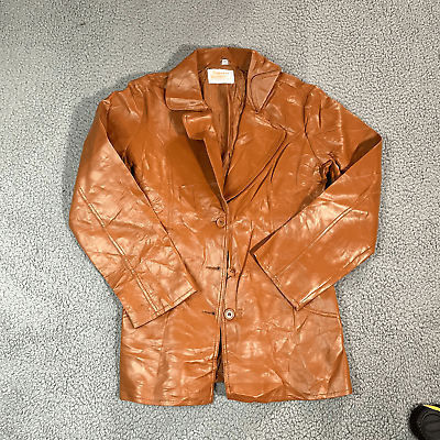 #ad Vintage Faux Leather Jacket Women#x27;s Fingerhut Fashions Tan Pea Coat Style 14 $22.99
