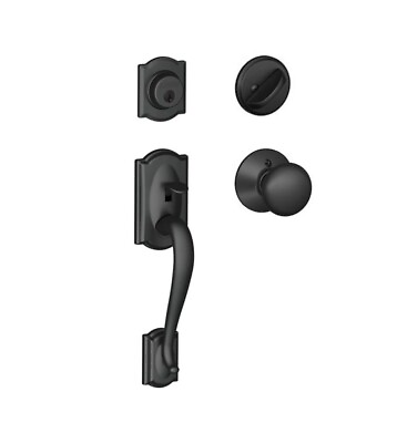 #ad SCHLAGE F60 CAM 622 PLY Camelot Handles with Plymouth Knob Matte Black  $52.78
