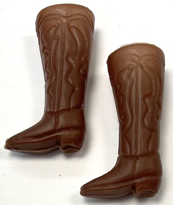 #ad VTG BARBIE amp; Clone Brown Plastic 2quot; Western Cowgirl Cowboy BOOTS Doll Shoes EUC $13.99