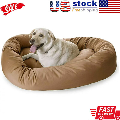 #ad Extra Large Dog Beds Solid Poly Cotton Bagel Machine Washable Water Resistant US $87.87