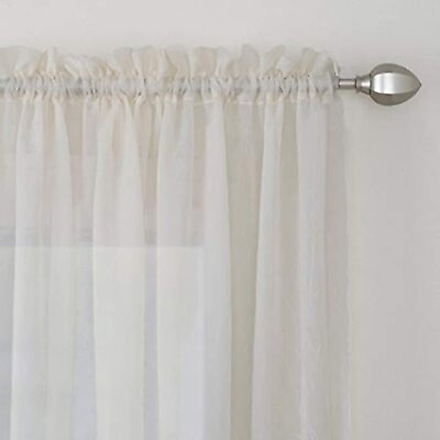 #ad Miller Curtains Preston 95 inch Rod Pocket Sheer Curtain Panel Beige $11.49