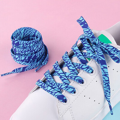 #ad 1 Pair Sneakers Trainer Shoelaces Pattern Colored Shoe Laces Flat Shoelaces $2.39