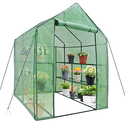 #ad 8 Shelves 3 Tiers Greenhouse Walk In Green House Outdoor Plant Gardening Mini $56.58