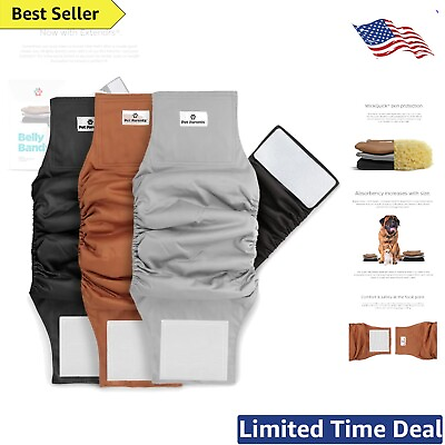 #ad Washable Belly Bands for Male Dogs 3 Pack Small Size Natural Color $37.99