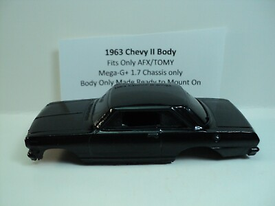 #ad HO Slot Car Resin Body 1963 Chevy II Black AFX TOMY Mega G 1.7 Narrow Chassis $7.99