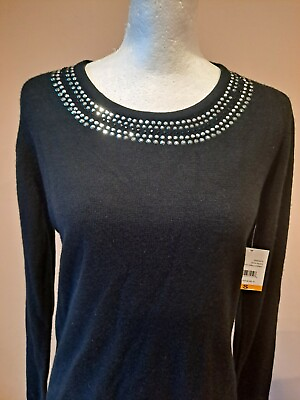 #ad Woman#x27;s Small Black Embellished Top by Debbie Morgan $6.98