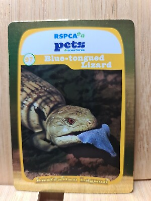 #ad RSPCA Pets 🏆GOLD #97 BLUE TONGUED LIZARD Trading Card 🏆FREE POST AU $3.50