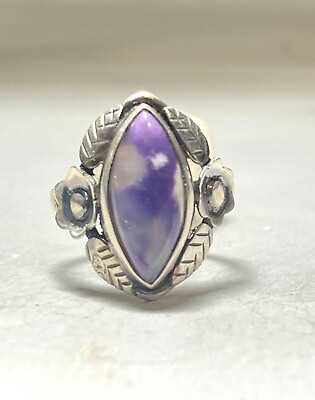 #ad Purple ring squash blossom floral southwest sterling silver women girls size 8.5 $68.00