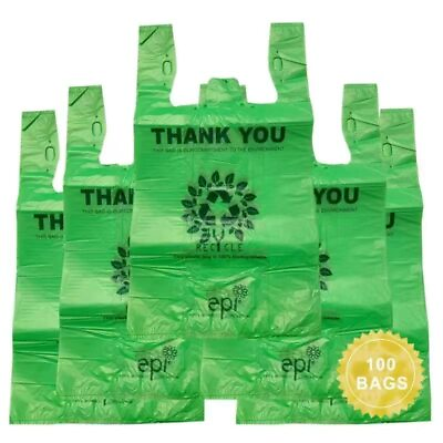 100 per box Recyclable Compostable Reusable Biodegradable Plastic T Shirt B... $28.16