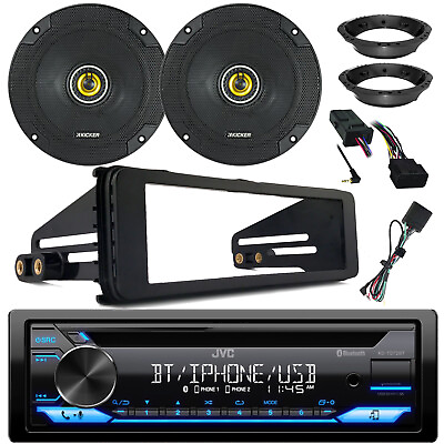 #ad JVC Stereo Receiver 2x 6.5quot; Speaker Adapter Handlebar Kit Harley Install Kit $282.99