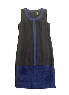 #ad J. Peterman 4 LC Mod T Neck Black Navy Color Block Sleeveless Sheath Dress $19.99