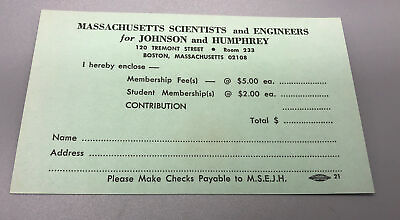 #ad L B Johnson And Humphrey Donation Cards Massachusetts Scientists And Engineers $4.99