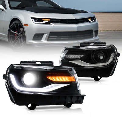 #ad Pair LED Projector Headlights For 2014 2015 Chevrolet Chevy Camaro w Sequential $469.99