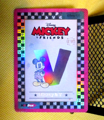 #ad 2023 Kakawow Disney 100 Hotbox Mickey amp; Friends Letter V W TOP LOADER FREE SHIP $7.99