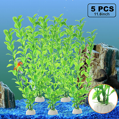#ad 5pcs Artificial Aquatic Plants Ornament Fish Tank Plastic Water Grass Fake Plant $8.98