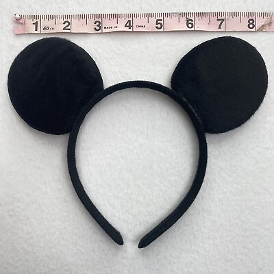 #ad Disney Mickey Mouse Ears Headband Plain Black Plush Ears One Size Kids Adults $6.99