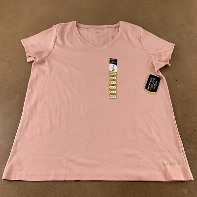 #ad Noble Outfitters Women#x27;s 2X Blush Heather Short Sleeve Tug Free V Neck Tee NWT $15.45
