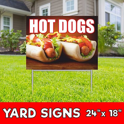 #ad HOT DOG Yard Sign Corrugate Plastic with H Stakes coffee fast food burger soda $174.75