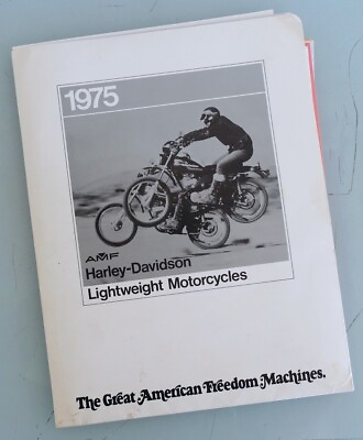 #ad 1975 HARLEY DAVIDSON PRESS PACK BROCHURE BOOK CATALOG POSTER S FL FX AMF SX XL $89.95