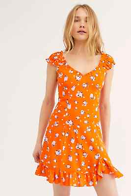 #ad Free People Like A Lady Minidress Orange Fruit Printed Bustier Dress Size S $35.00