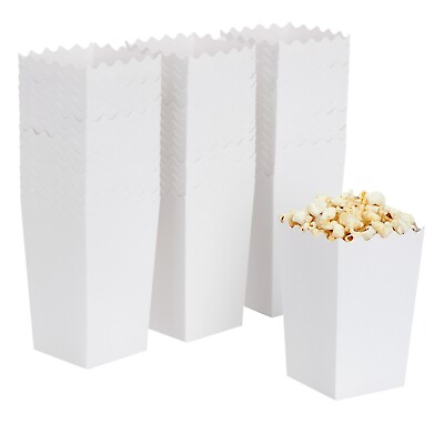 #ad 100 Pack White Popcorn Boxes for Party Movie Night Decor 3.3 x 5.5 x 3.5 In $19.99