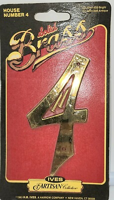 #ad House Number 4 Solid Brass BY ARTISAN IVES COLLECTION New Old Stock $5.99