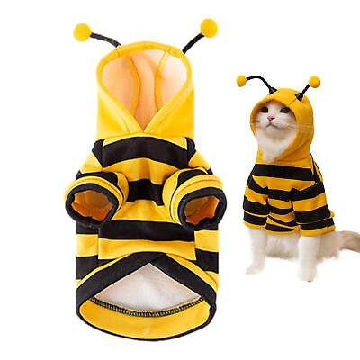 #ad Pet Halloween Hoodies Clothing Cat Dog Bee Costume Holiday Cosplay Warm Clothes $13.97