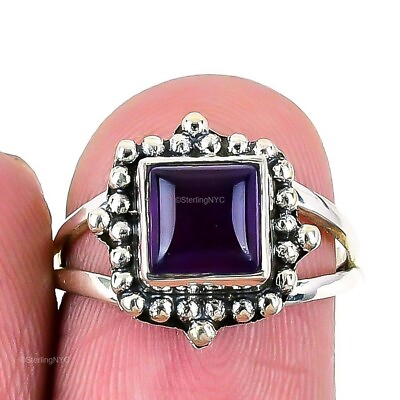 #ad Natural Sage Amethyst Gemstone Statement Purple Ring Size 7 925 Sterling Silver $8.99