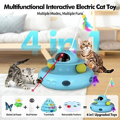 #ad Cat Laser Interactive Indoor Cat Pet Toys AutomaticUSB Cat Teaser Pet Toys Blue $37.89