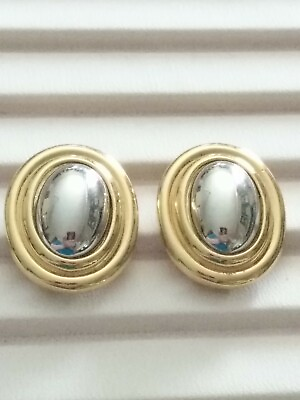 #ad W@W GREAT LIZ CLAIBORNE LCi LABELLED TWO TONE CLIP ON EARRINGS C $26.00