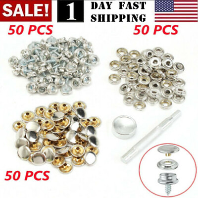 #ad 150PCS Stainless Steel Boat Marine Canvas Fabric Snap Cover Button amp; Socket Kit $15.86