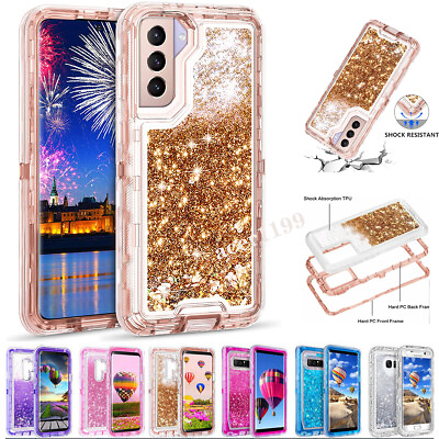 Liquid Glitter Bling Defender Case Cover For Samsung S23 S21 S20 Note 20 Ultra $11.05