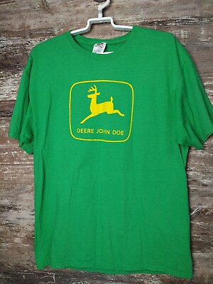 #ad Vintage? John Deere Women’s T Shirt Size Large Says Deere John Doe Green Rare $39.95