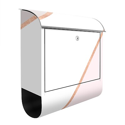 #ad Design Mailbox with Newspaper Compartment Letter Box Geo Pastel Rose Gold White $119.95