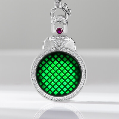 #ad Burmese Jade Pendant Jewelry Black Jadeite 925 Silver Necklace Men Natural $72.20