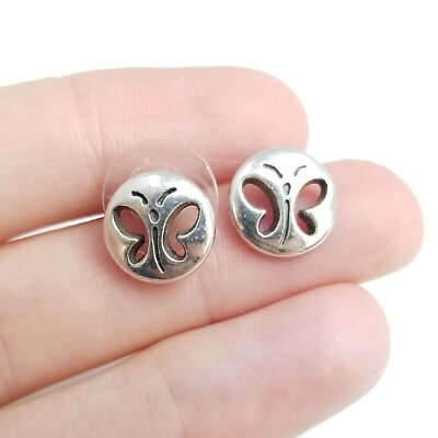 #ad Vintage Little Butterfly Cut Out Design Stud Earrings Cute Minimal Estate $20.00