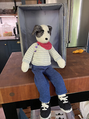 Hand Knitted Colorful Dog. Removable Clothes And Shoes with Storage Box. $315.00