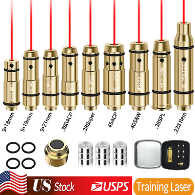 #ad 9mm 45ACP 223Rem Laser Training Bullet Dry Fire Cartridge Tactical Red Dot Laser $39.98