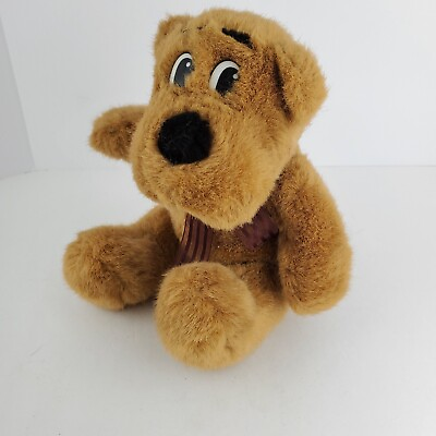#ad Sitting Brown Puppy Dog Plush Brown Bow 9quot; Stuffed Animal $8.71