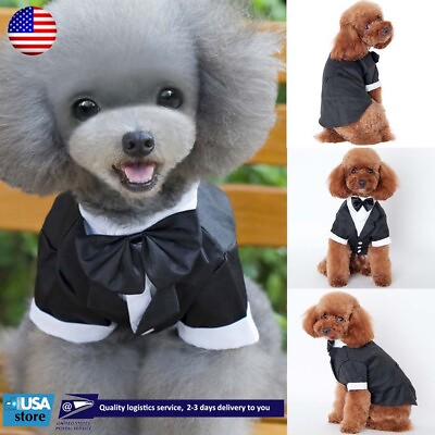 #ad Pet Dog Cat Puppy Clothes Wedding Suit Tuxedo Costume Collared Shirt Apparels $7.91