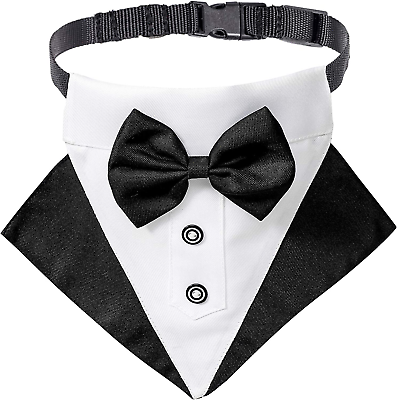 #ad Formal Dog Tuxedo Wedding Dog Bandana Collar Dog Collar with Bow Tie Adjustable $15.85