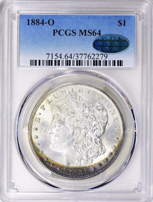 #ad 1884 O PCGS amp; CAC MS64 Crescent Toned Morgan Silver Dollar $427.50
