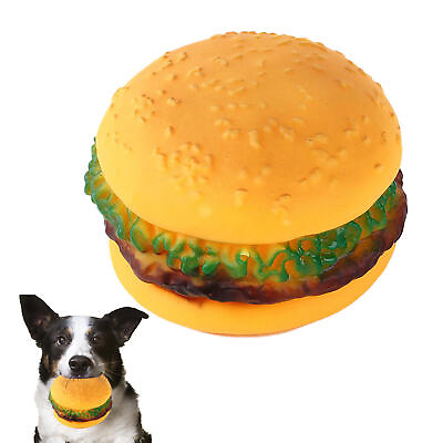 #ad Hamburger Chewing DogToys Bite Resistant Squeaky Dog Teeth Cleaning Pet Toys $8.18