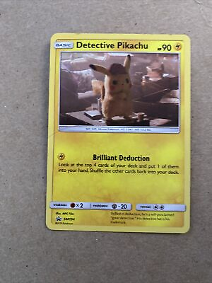 #ad Detective Pikachu Pokemon Holo Playing Card #SM194 Black Star Promo Cosmos $2.25