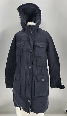 #ad Allsaints Womens Black Hooded Goose Down Avalanche Parka 12 $199.99