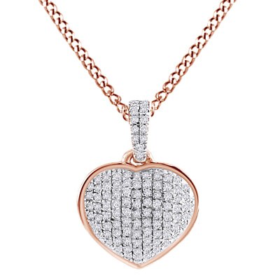 #ad 1 6ct Natural Round Diamond Heart Pendant With 18quot; Chain 14K Rose Gold $335.01