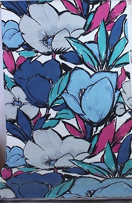 #ad Bold Abstract Floral Canvas Fabric VTG 1988 Mutli Color Appx 54 x 78quot; 2 Yds $49.00