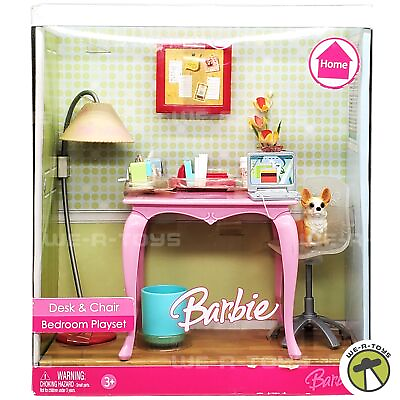 #ad Barbie Desk amp; Chair Bedroom Playset W Accessories 2006 Mattel #K8609 NRFB $119.96